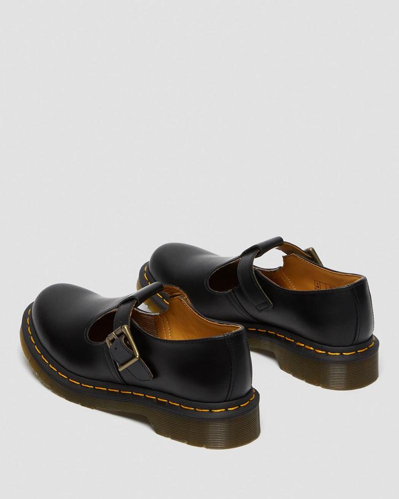 Women's Dr Martens Polley Smooth Leather Mary Janes Mary Jane Shoes Black | AU 337FDN